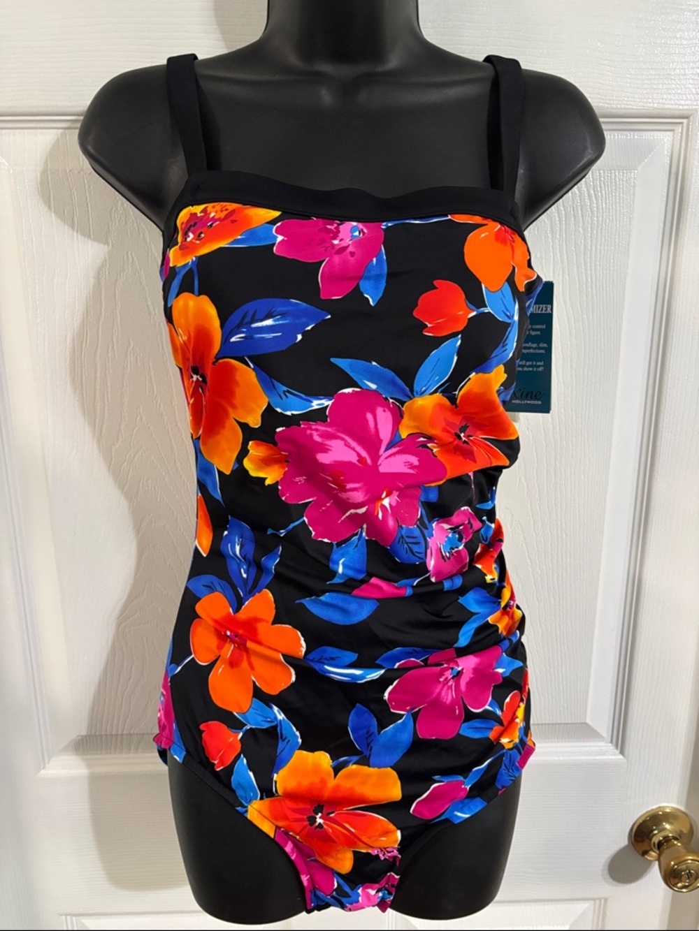 Maxine of Hollywood One Piece Floral Bathing Suit, size 14, NWT.